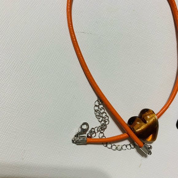 🧡NWT Free People Under The Sea Collar -Orange Heart Pendant Necklace 🧡 NWT - Picture 5 of 8